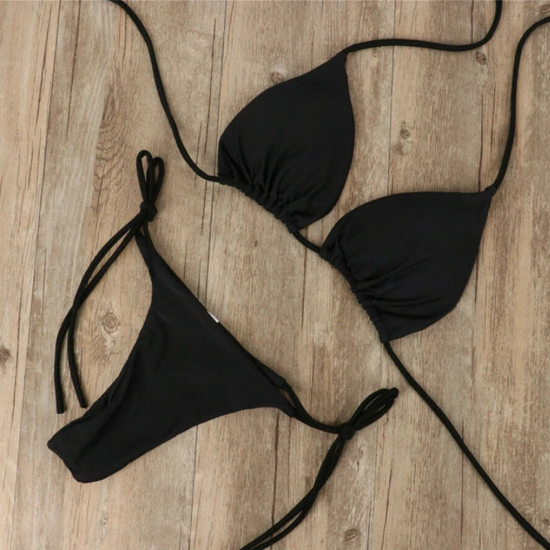 Tie Side G-String Bikini Set